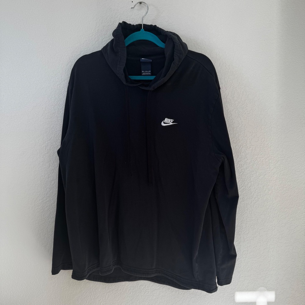 VINTAGE 90's Nike Black Long Sleeve Hoodie Sweatshirt Pullover XXL